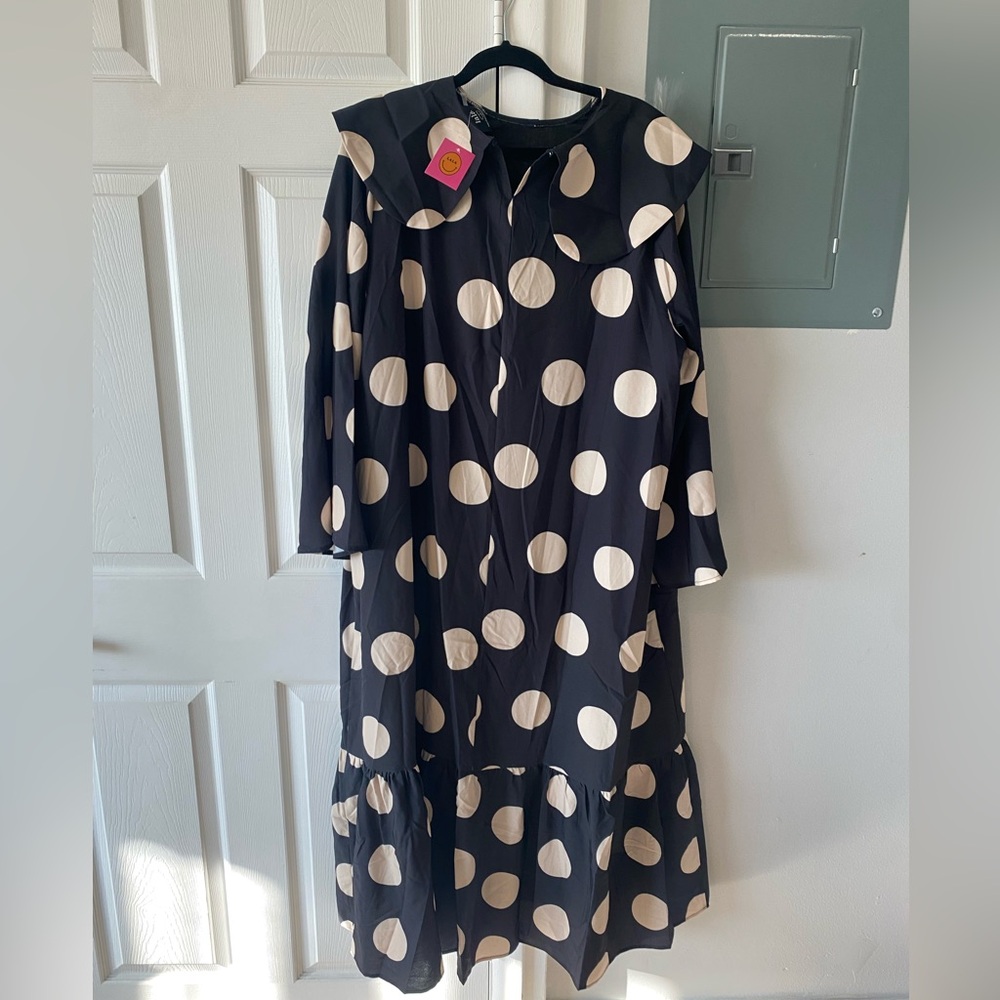 Polka Dot Black and Cream Dress